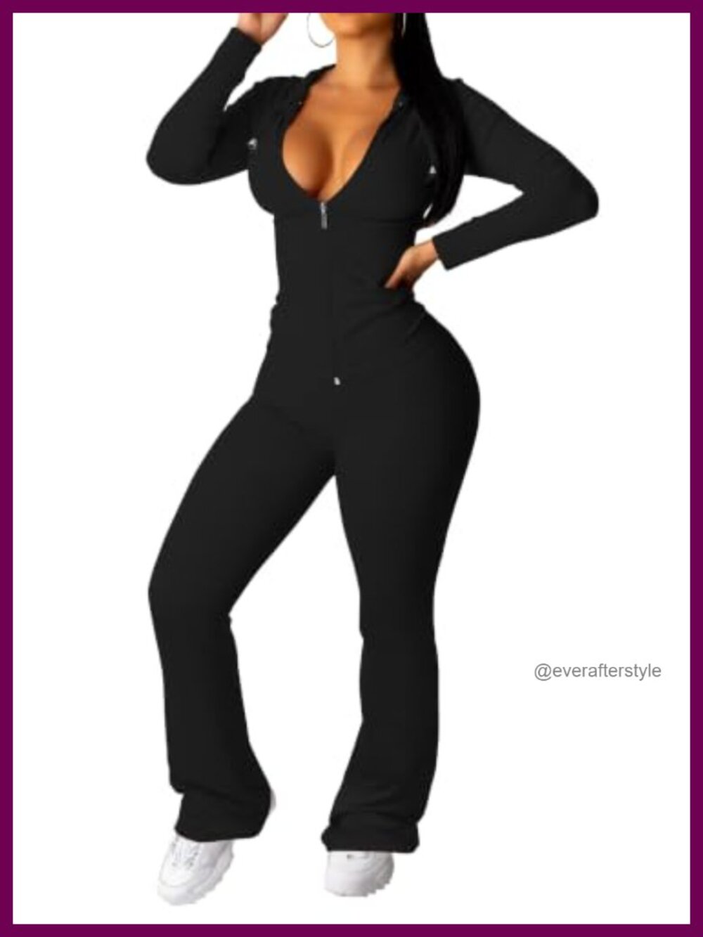 Women's 2 Piece Tracksuit Zip Hoodie Flare Pants Polyester Blend Fitted Set